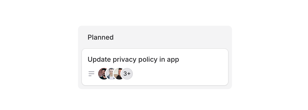 Kanban card with footer showing avatars and metadata