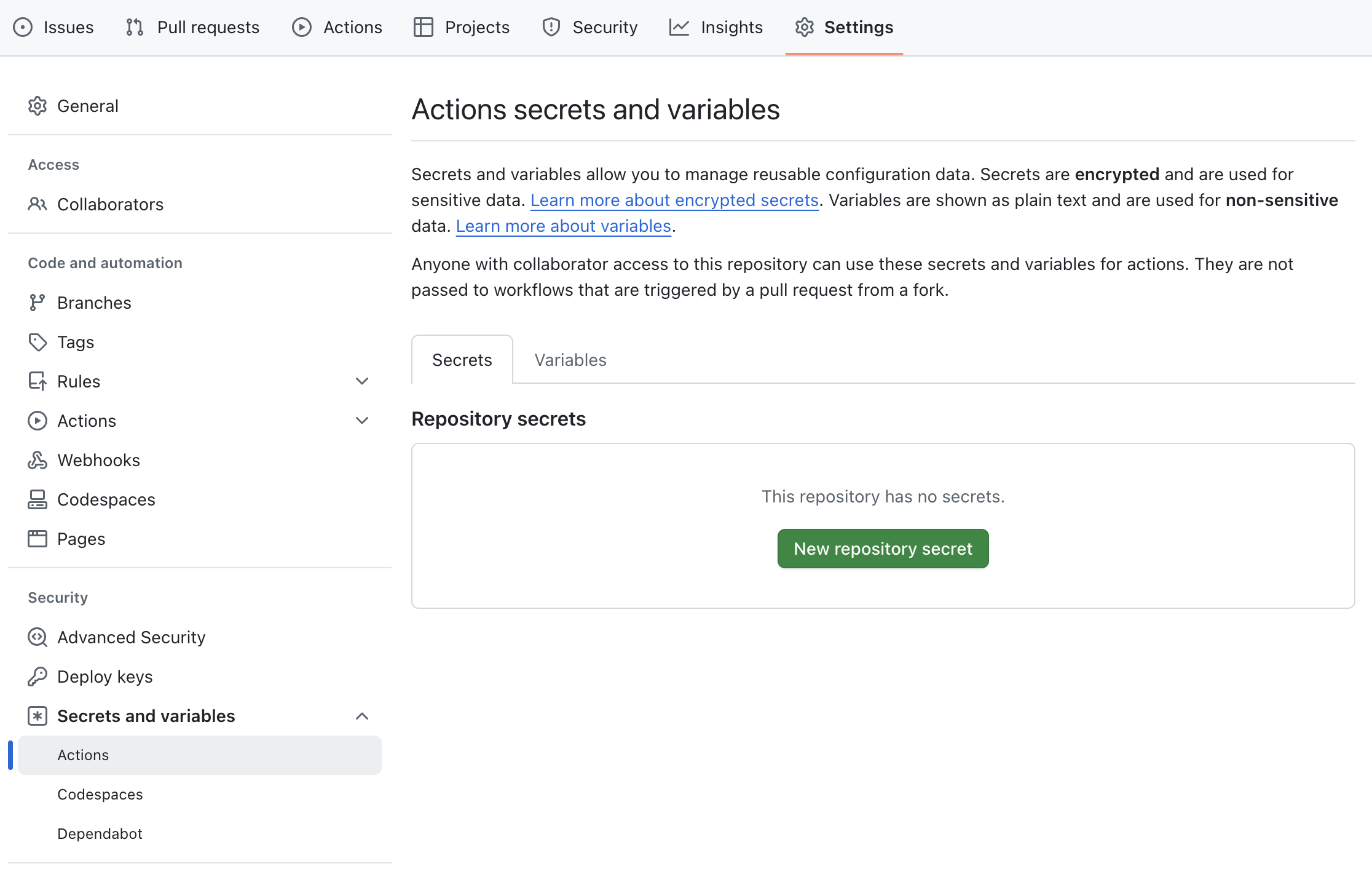 GitHub Actions Secrets
